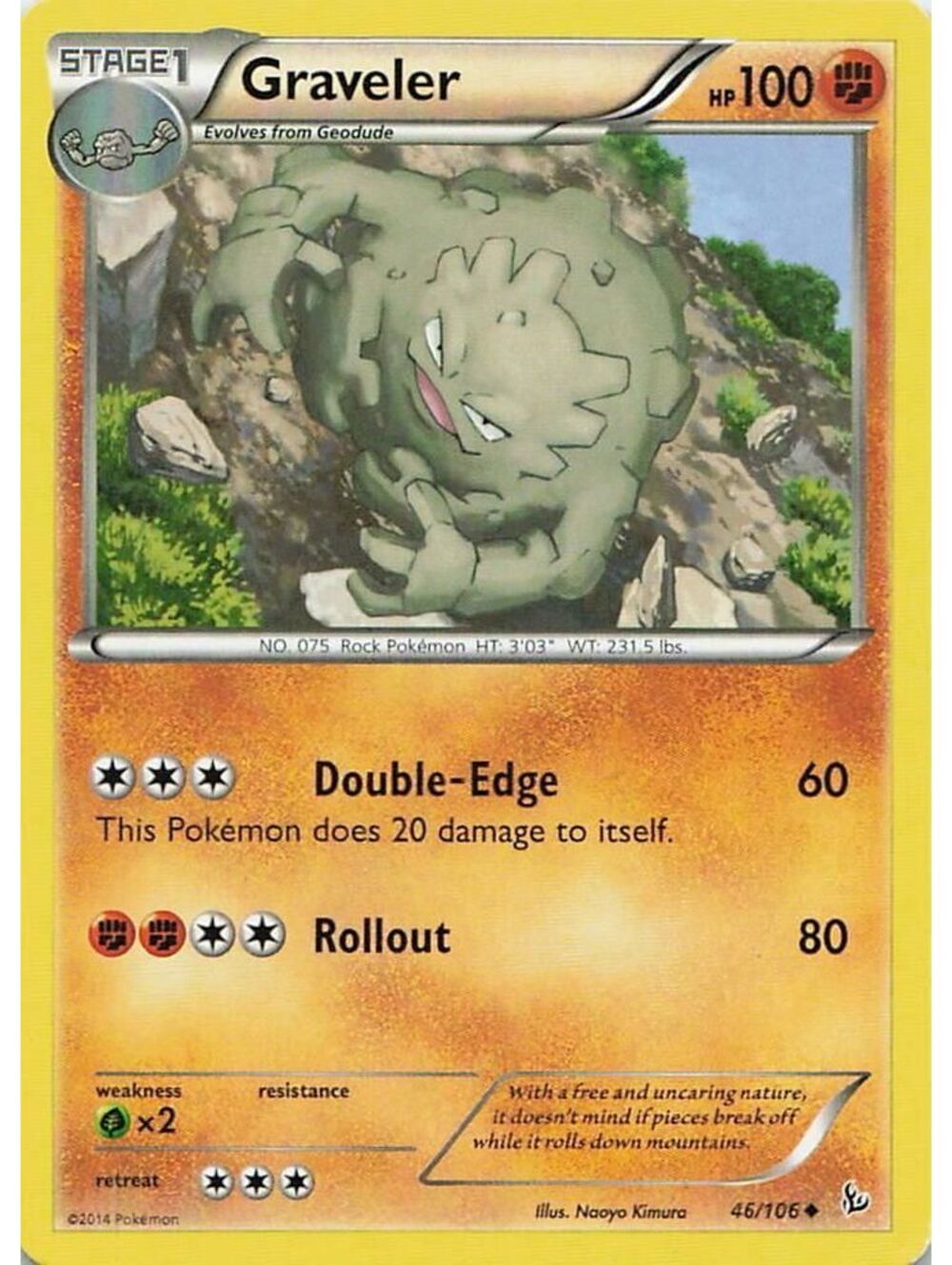 Uncommon Pokemon TCG 2016 Graveler NM GEN